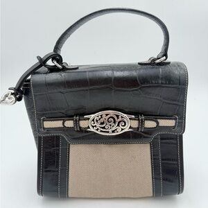 Vintage Brighton Tommi Satchel Handbag E720381 Black Leather